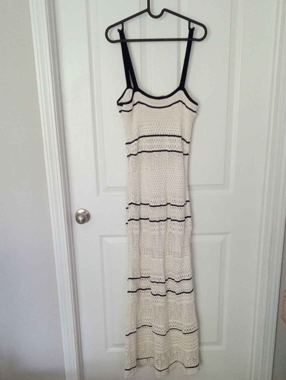Abercrombie & Fitch Crochet Style Maxi Dress Cream Medium - Picture 6 of 8